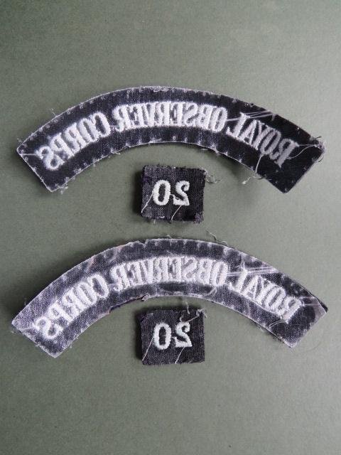 Royal Observer Corps Shoulder Title with 20 (YORK) Group Numerals — image 2