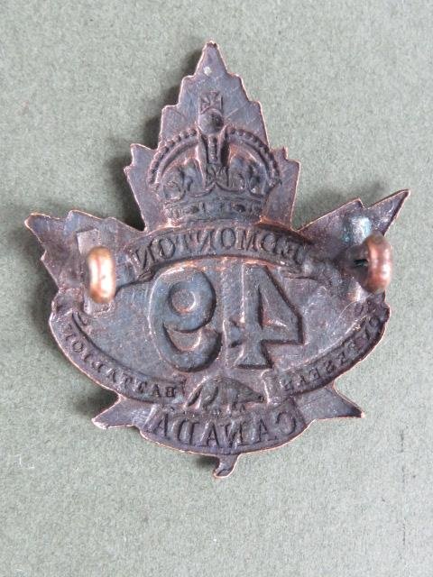 Canada WW1 CEF 49th Overseas Infantry Battalion Cap Badge — image 2