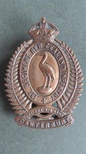 New Zealand Army WW1 Period 1st (Canterbury) Regiment Cap Badge