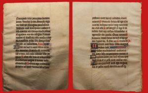 C15th Illuminated Medieval French Book of Hours Manuscript Leaf. From …