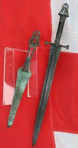A Beautiful Matched Pair of An Ancient Bronze Sword and …