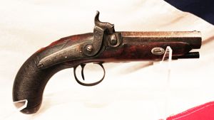 1830 Damascus Barrel Irish Overcoat Pistol, With Percussion Back-Action Lock, …