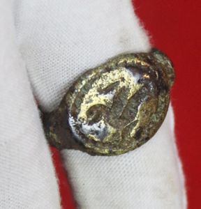 Original Roman Empire period, Copper Alloy, 2nd Century Signet Ring …