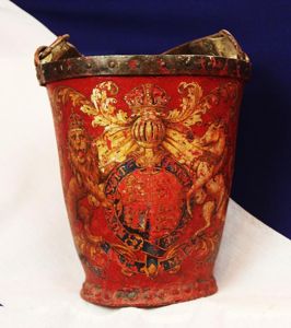 Most Attractive, Antique, 19th Century Fire Bucket Decorated in Scarlet …