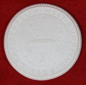 1929 Graf Zeppelin Round the World, White Bisque Porcelain Meissen …