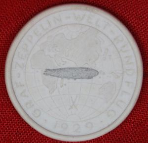 1929 Graf Zeppelin Round the World, White Bisque Porcelain Meissen …