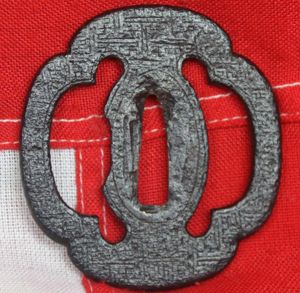 An Edo Period Iron Mokko Form Tsuba Engraved with Geometric …