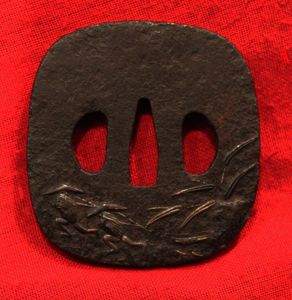 An Iron Plate Katana Edo Tsuba Decorated With Small Figures …