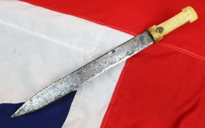 Antique Persian Carved Bone Hilted Kindjal Short Sword