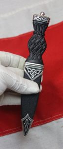 Celtic Sgian Dubh with Polished Pewter Celtic Knotwork Patterned Mounts. …