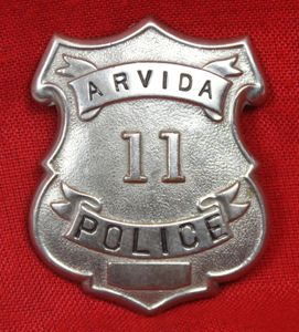 A Most Interesting & Scarce Vintage Patrolman's Police Shield Arvida …