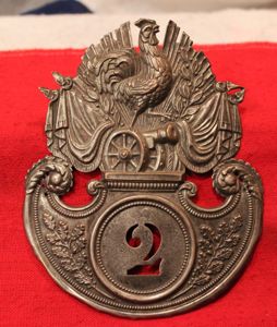 A French 1830's Belltop Shako Helmet Plate 2nd Regiment