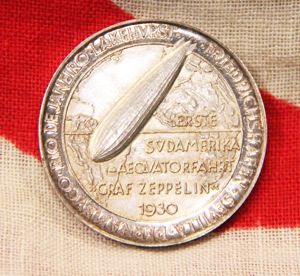 Rare German Zeppelin Aerospace Medal 1930 1st South America Brazil …