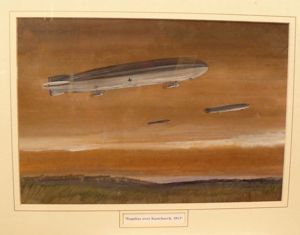 A Most Rare Original, Antique, Watercolour Painting of 'Zeppelins Over …