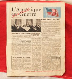 L'Amerique en Guerre War Airborne Psychological Warfare Leaflet Nov. 1943