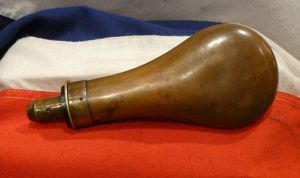 A Good Plain Sykes Patent Copper Powder Flask. Early 19th …