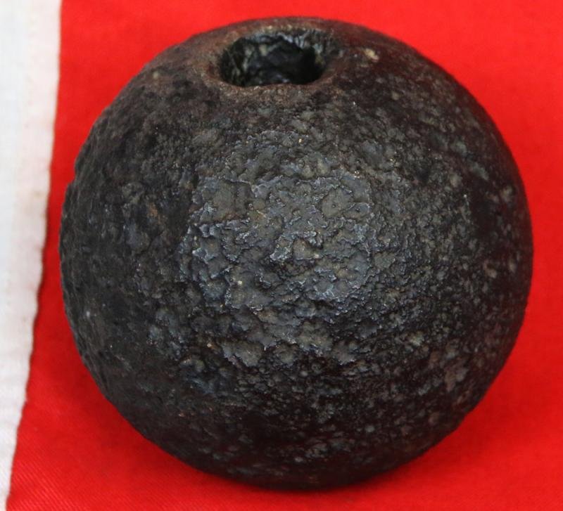 5 1/2 inch Howitzer Explosive Cannon Ball. Likely Fired From Bull's Troop {at Hougemont} Royal Horse Artillery. Fired Into A Nearby Wood to Clear The French Tirailleurs {Napoleon's Light Infantry Skirmishers}. This Example Obviously Failed to Detonate — image 3