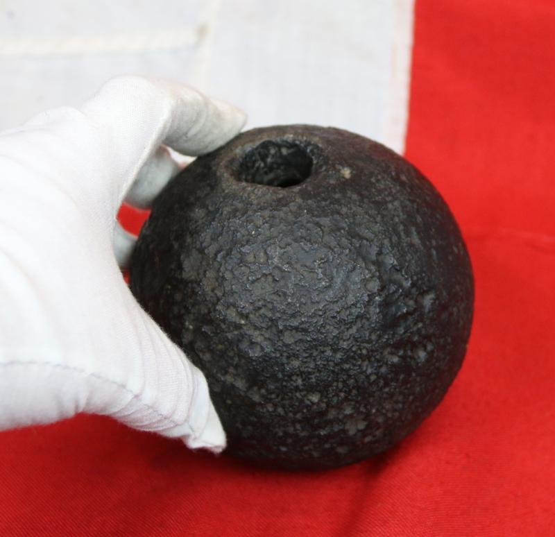 5 1/2 inch Howitzer Explosive Cannon Ball. Likely Fired From Bull's Troop {at Hougemont} Royal Horse Artillery. Fired Into A Nearby Wood to Clear The French Tirailleurs {Napoleon's Light Infantry Skirmishers}. This Example Obviously Failed to Detonate — image 4