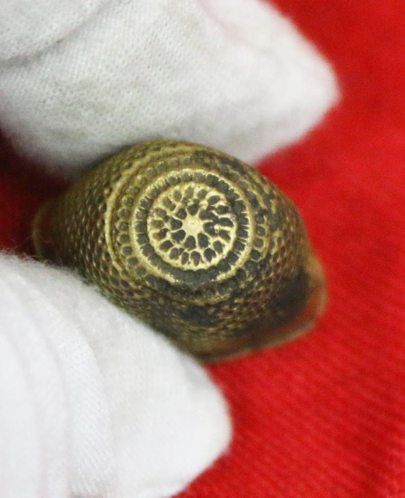 An Original British Soldier's Thimble, From a Soldier's Pouch Called His 'Housewife' Recovered From The Field of Battle at Waterloo. With Some Original Gilt Finish — image 2