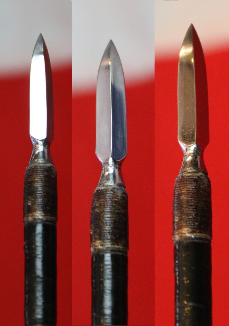 A Delightful & Beautiful Early to Mid Edo Period 1598-1863 Samurai War Arrow Yanone (Arrow), With Togari-ya (Pointed Head) of Yanagi-ha ('Willow-Leaf'). WithYadake Bamboo Haft & Sea Eagle Flights & Traditional Tamagahane, In Incredibly Rare Full Polish — image 3