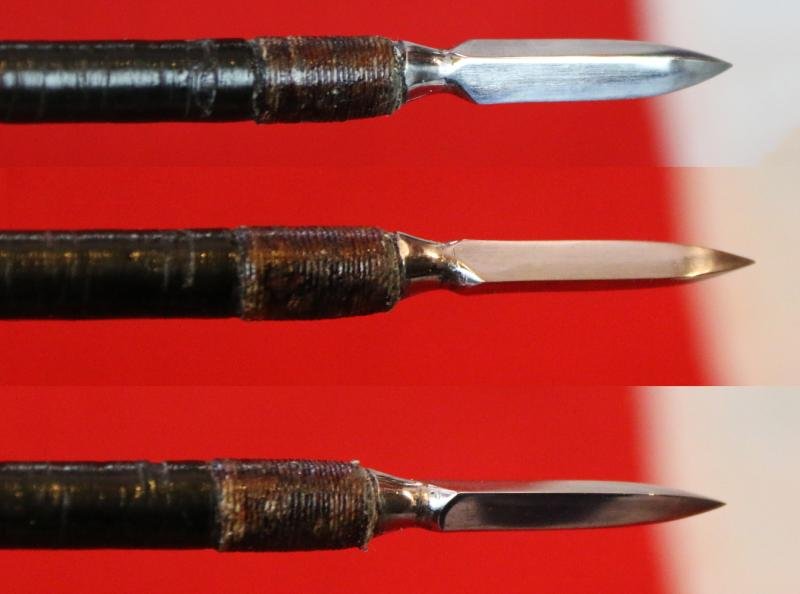 A Delightful & Beautiful Early to Mid Edo Period 1598-1863 Samurai War Arrow Yanone (Arrow), With Togari-ya (Pointed Head) of Yanagi-ha ('Willow-Leaf'). WithYadake Bamboo Haft & Sea Eagle Flights & Traditional Tamagahane, In Incredibly Rare Full Polish — image 4