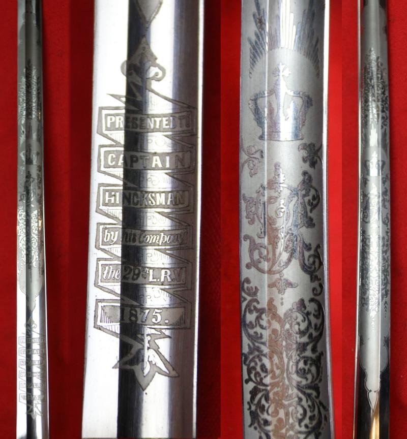 Very Fine & Beautiful, Victorian, 'Scottish' Officer's Sword of Presentation Grade, 29th Lanarkshire Regt. Volunteers. Presented By His Company to Captain Hincksman in 1875.Identical to The Sword Used by Lt Bromhead at Rorke's Drift — image 3