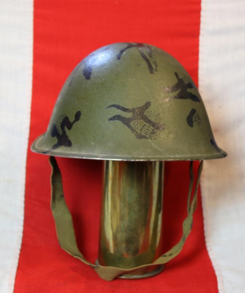 A British 1944 Pattern 'D-Day' Combat Helmet. MKIII Designed in 1943. Complete With Hand Painted Camouflage and Camouflage Net. — image 2