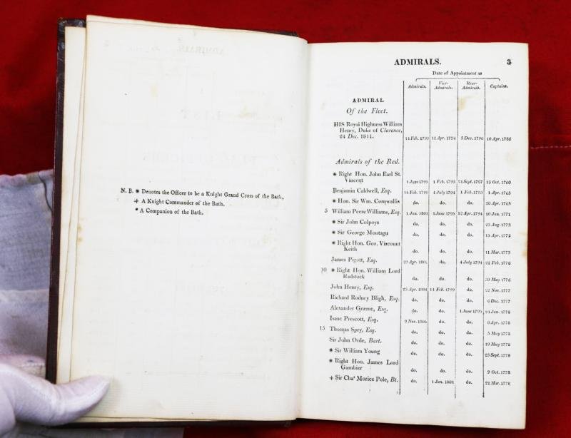 A Rare Admiralty Publication of A List of the Flag Officers and Other Commissioned Officers of His Majesty's Fleet In 1st January 1818. Printed By S Brooke, Paternoster Row, London. Superbly Bound In Red Morocco Leather With Gold Titling — image 5