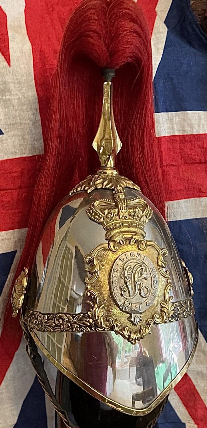 A Most Rare Antique Museum Piece. A Glorious Victorian 'Albert Pattern' Helmet Of The First Hertfordshire Light Horse Volunteers, Formed in 1862. Only 98 Of These Helmets Were Ever Made & And It Is Likely Barely a Handfull Still Survive Intact Today — image 9