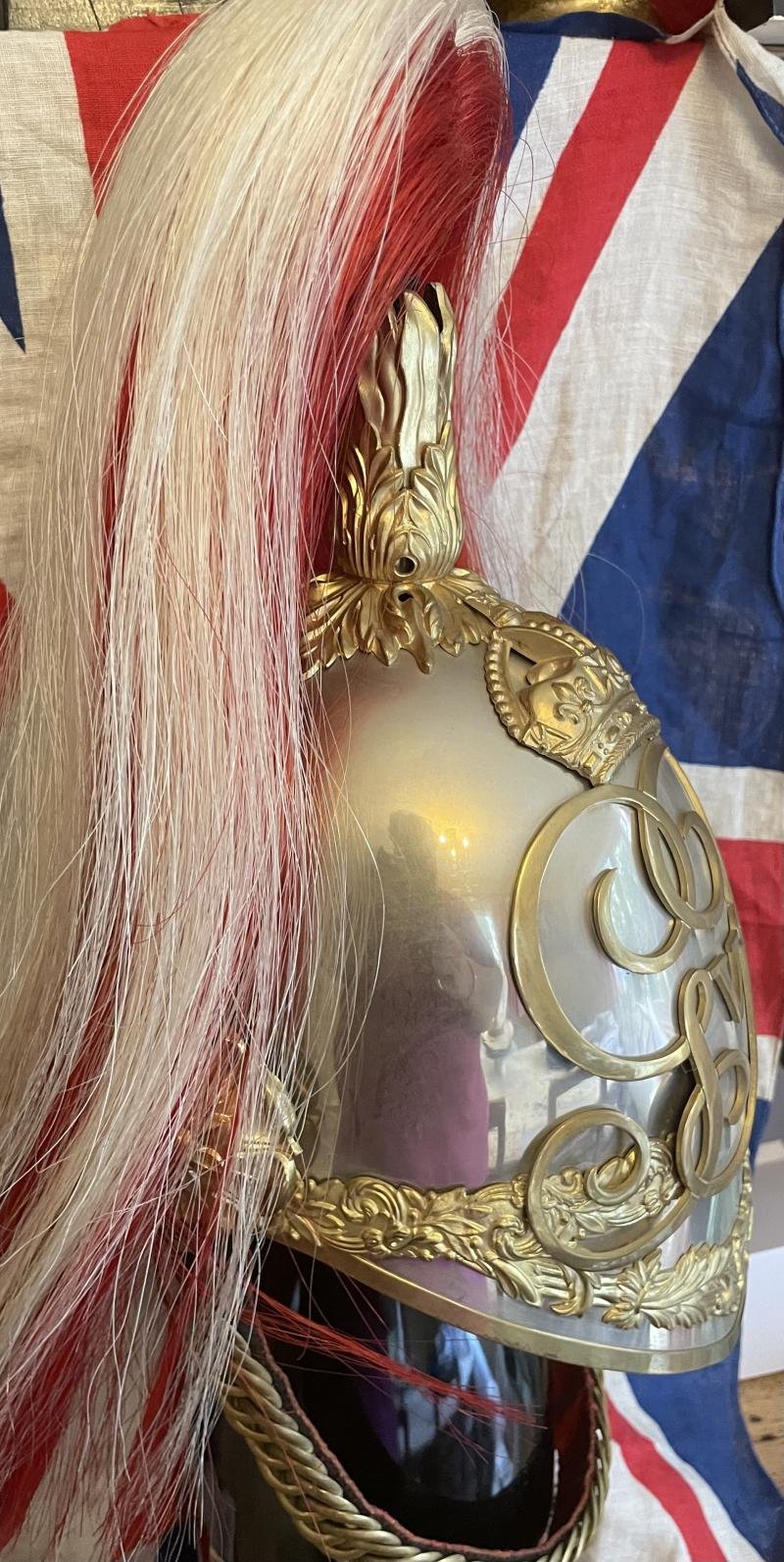 A Superb Very Rare & Near Mint Antique Officer's Albert Pattern Dragoon Helmet of the Derbyshire Yeomanry Cavalry 1910. One Of the Most Beautiful British Dress Helmets Ever Made — image 2