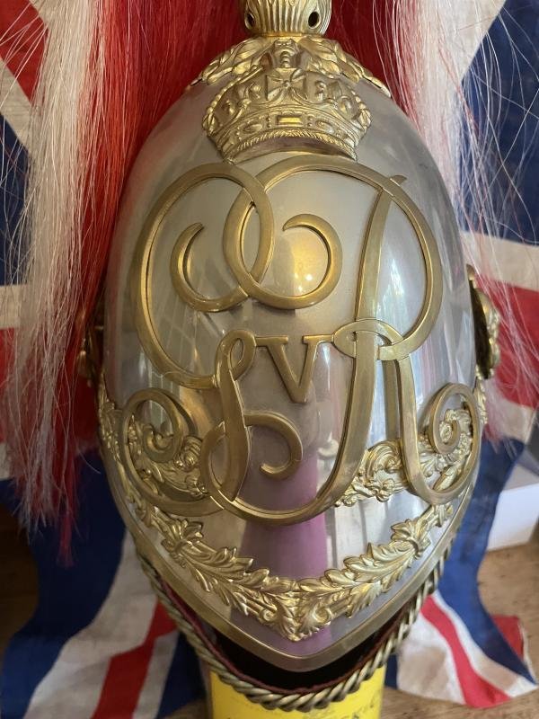 A Superb Very Rare & Near Mint Antique Officer's Albert Pattern Dragoon Helmet of the Derbyshire Yeomanry Cavalry 1910. One Of the Most Beautiful British Dress Helmets Ever Made — image 4