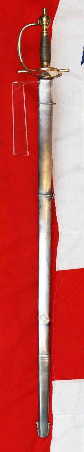 A Superb, Original, 1796 Heavy Cavalry Officer's Sword, Napoleonic Wars and Waterloo Period, With Broadsword Double Edged Blade, All Steel Combat Scabbard Used by an Officer of the Union & Household Brigade at Quatre Bras & Waterloo — image 2