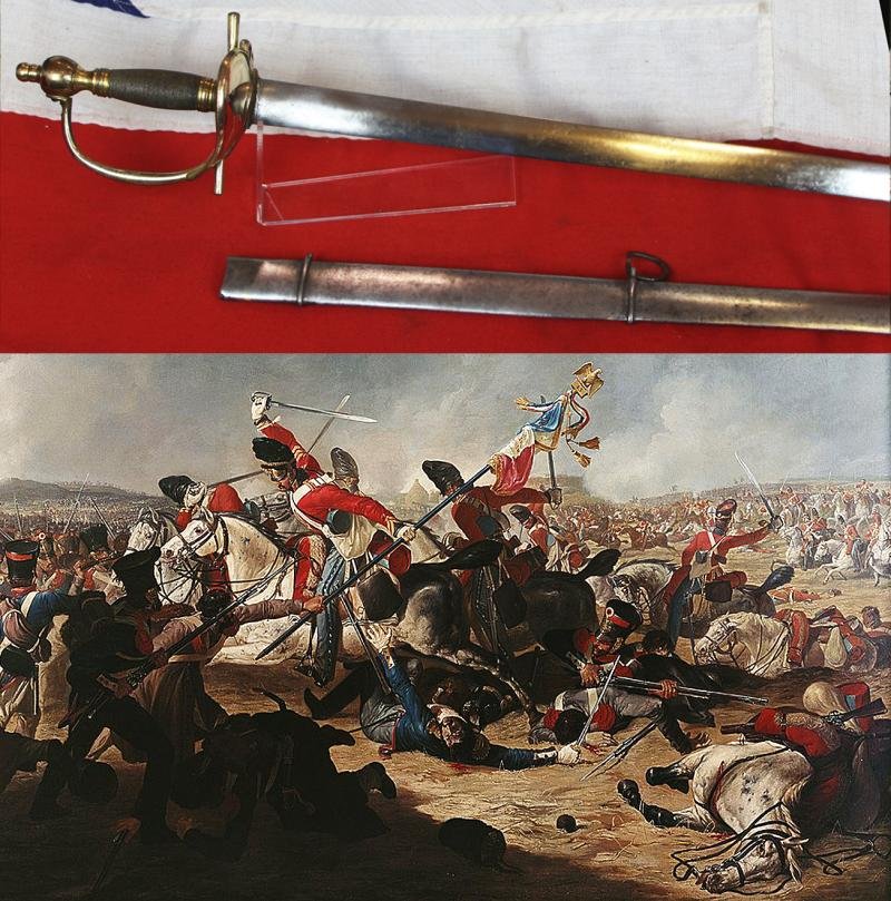 A Superb, Original, 1796 Heavy Cavalry Officer's Sword, Napoleonic Wars and Waterloo Period, With Broadsword Double Edged Blade, All Steel Combat Scabbard Used by an Officer of the Union & Household Brigade at Quatre Bras & Waterloo — image 3