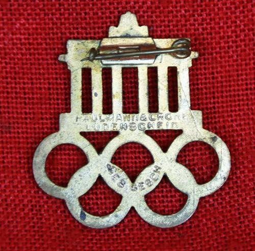 An Original German Olympic Games, Berlin 1936 Olympiad Enamel and Gilt Badge — image 3