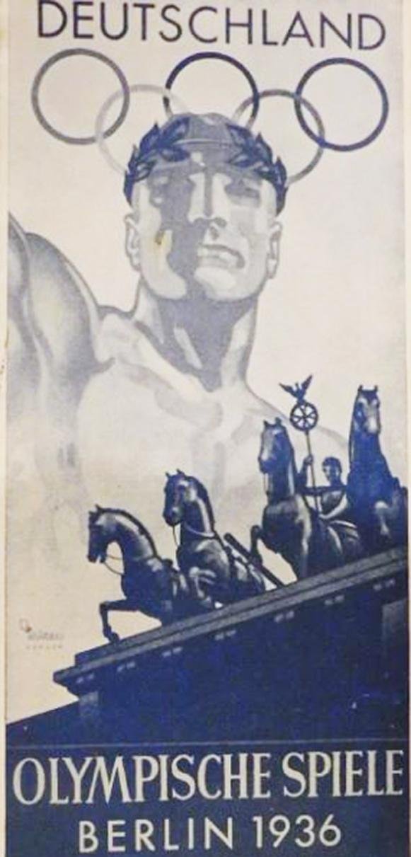 An Original German Olympic Games, Berlin 1936 Olympiad Enamel and Gilt Badge — image 5