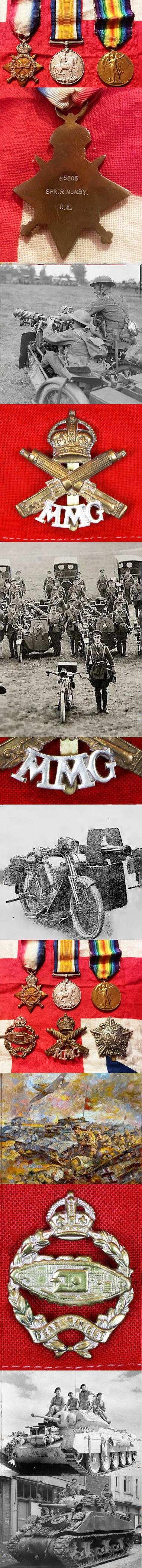 Trio of WW1 Service Medals of Sapper Mumby Royal Engineers. He Was Attached to Machine Gun Regiments, And We Also Have His Badges as Well. All Offered For Sale Seperately — image 4