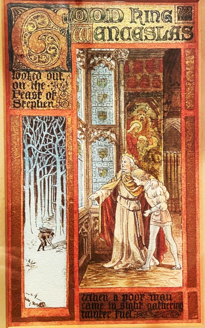A Simply Stunning & Unique 'Good King Wenceslas' Art Nouveau Original Illuminated Calligrafic Manuscript Watercolour, From The Golden Age of illustration, By Arthur B Packham. In The Manner Of Alberto Sangorsky. Calligrapher and Illuminator for Riviere — image 2