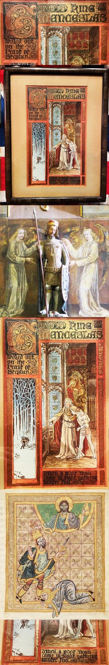 A Simply Stunning & Unique 'Good King Wenceslas' Art Nouveau Original Illuminated Calligrafic Manuscript Watercolour, From The Golden Age of illustration, By Arthur B Packham. In The Manner Of Alberto Sangorsky. Calligrapher and Illuminator for Riviere — image 8