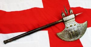 An Amazing, Huge, Antique Indian Ceremonial Steel Tabar Axe Inlaid …