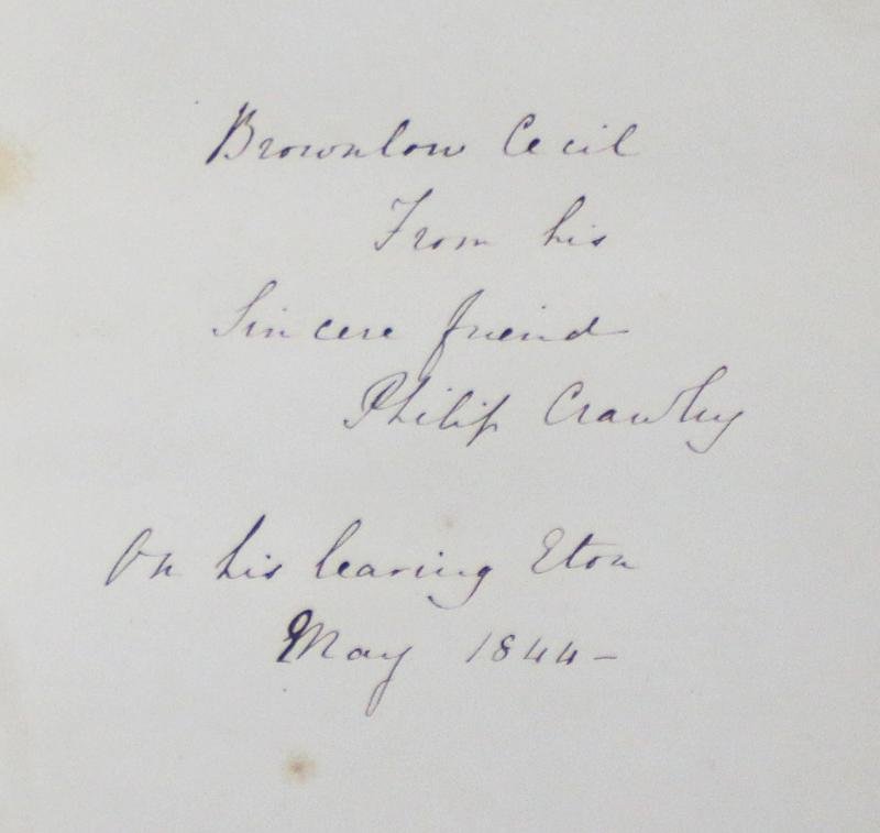 Trollope 1st Edition a Summer in Brittany 2 Vols. 1840 Beautifully Fully Bound in Fine Calf with Gilt Decoration 10 Etched Plates by A. Hervieu, Presented to Colonel Lord Brownlow Thomas Montagu Cecil {Colonel of the Scots Guards} — image 7