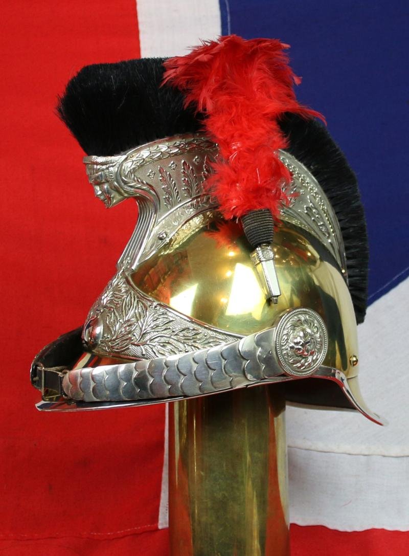 Superb & Stunning Antique French Gendarmerie Cavalry Helmet . Maker Marked, B. Frank, Aubervilliers. This Original Antique French Cavalry Combat and Full Dress Service Helmet Is An Absolute Beauty In As Close To Mint Condition As It Is Possible To Be — image 2