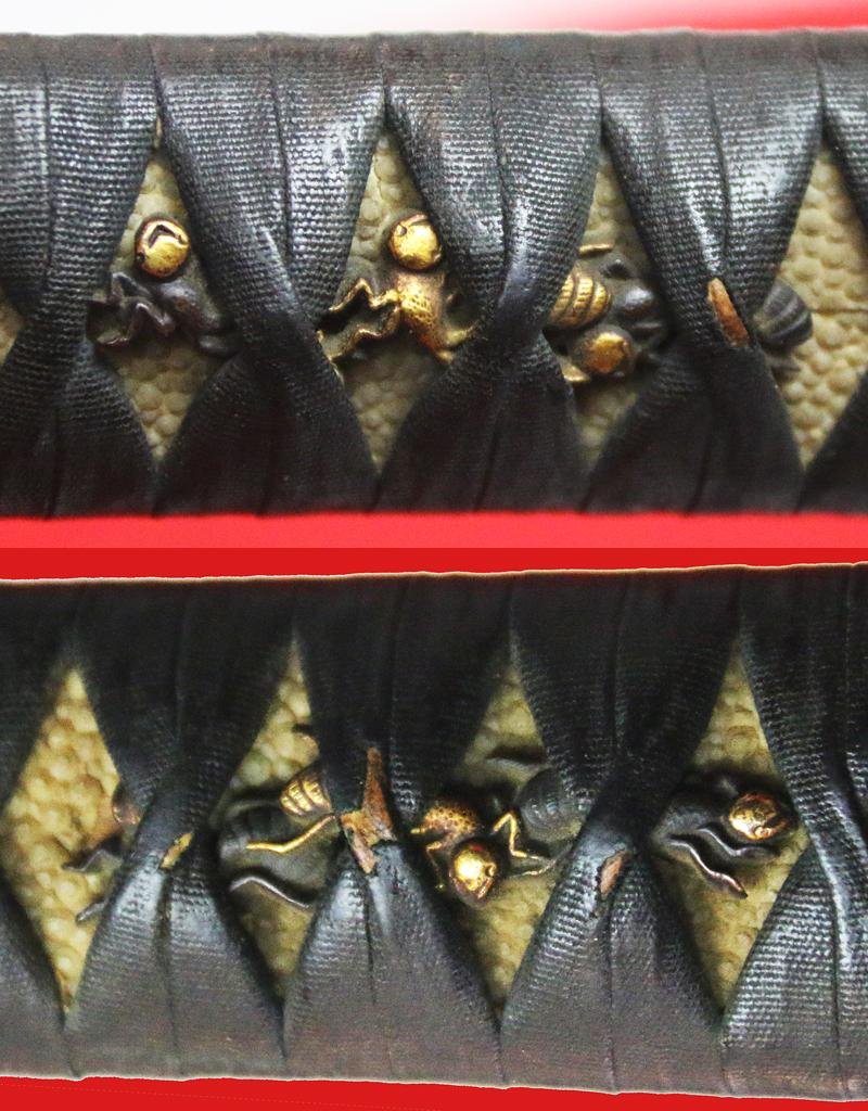 A Stunning Ancient Koto Museum Grade Long Katana, Circa 1480's Around 550 Years Old, all Original Edo Fittings, Entomological Kachimushi Tsuba and Suzumebachi Menuki — image 5