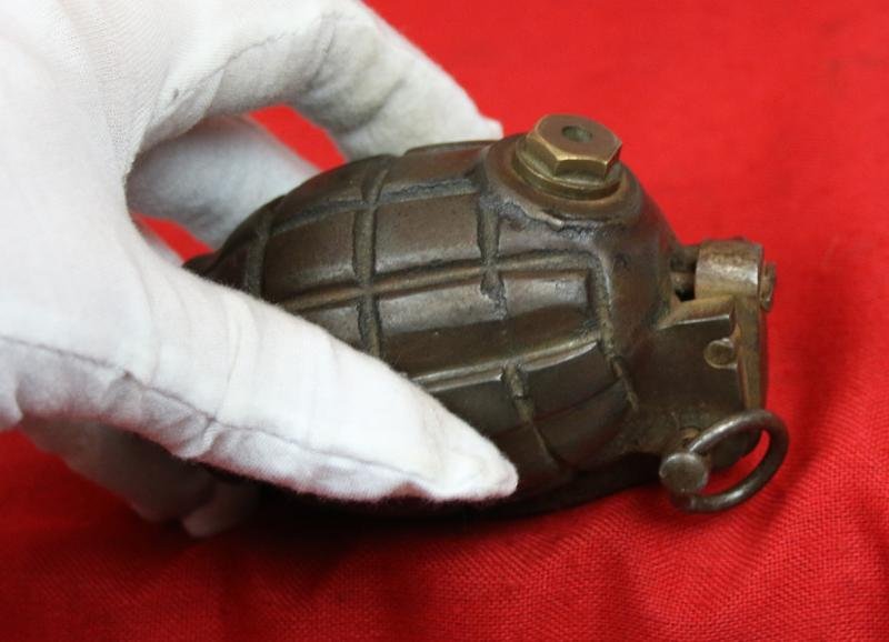 An Original, Inert, WW2 Service Issue British 'Mills Bomb' Grenade. Maker Stamped, I.B.R. by The Maker IBR {Ideal Boilers and Radiators} Ltd. Fitted With Automata Action — image 3