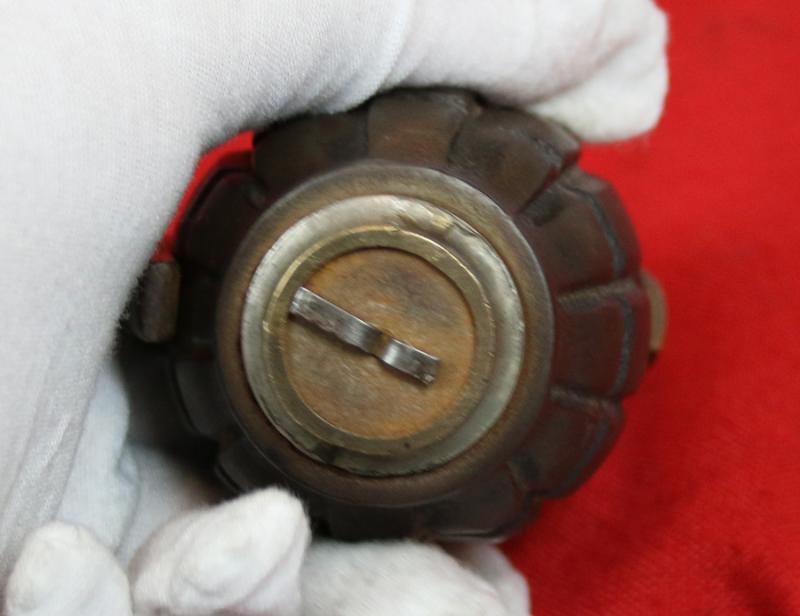 An Original, Inert, WW2 Service Issue British 'Mills Bomb' Grenade. Maker Stamped, I.B.R. by The Maker IBR {Ideal Boilers and Radiators} Ltd. Fitted With Automata Action — image 6
