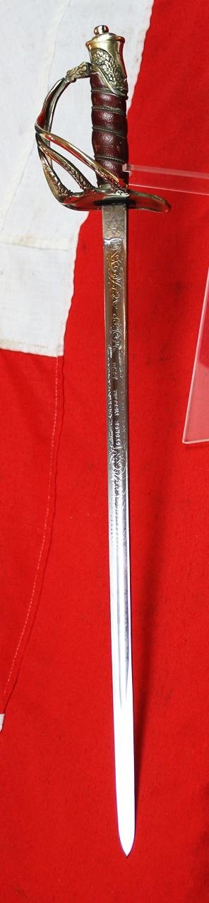 A Most Interesting & Rare, Antique, 19th Century, American Presentation Boy's Sword. Presented to George Mellor in 1890. Made to The Standard Fully Functional Sword Specification Grade and Quality of an Adult's Sword At The Time — image 2