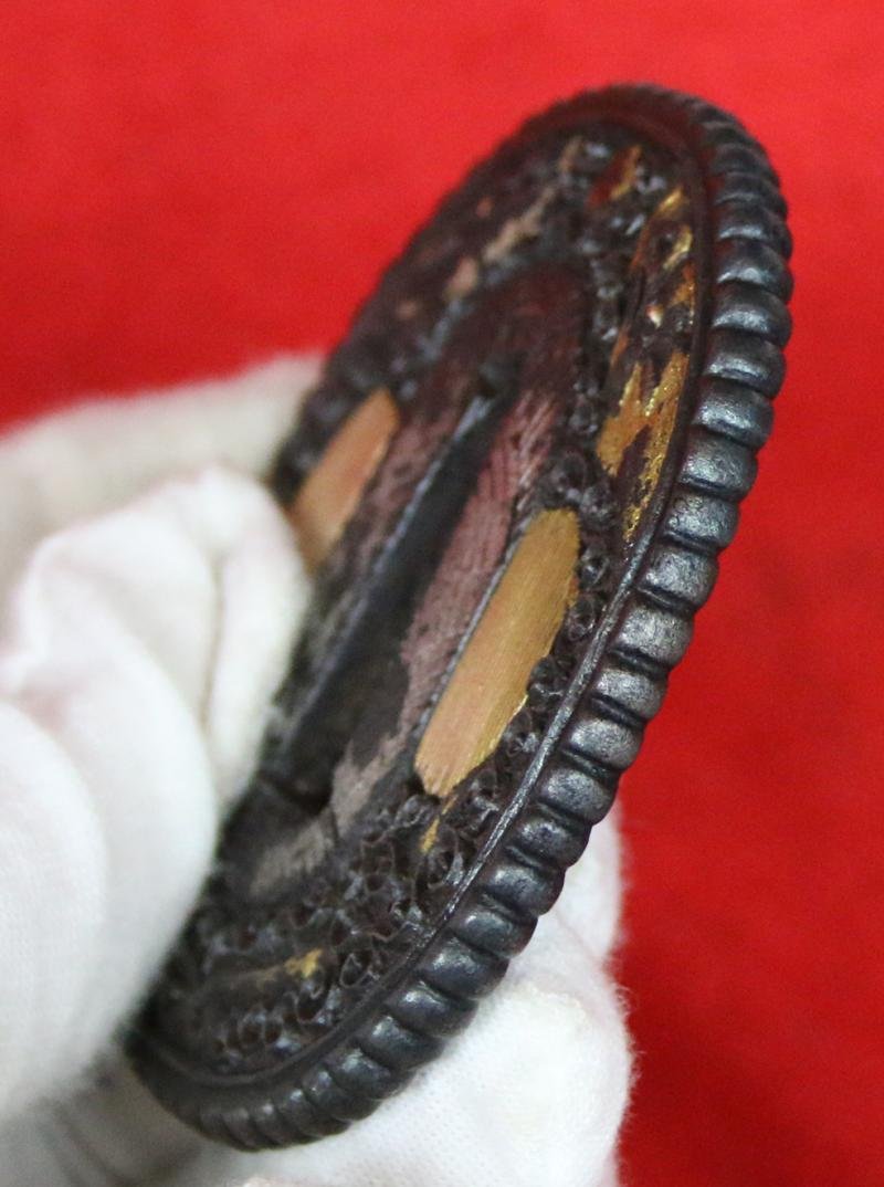 A Beautiful Quality Nanban Tsuba of Flying Dragons Over Scrolling Clouds With Gold Work. It Is Simply Breathtaking in its Beauty And Craftsmanship. — image 5