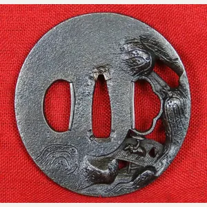 A Fine & Beautiful Edo Period Iron Tsuba in Nikubori …