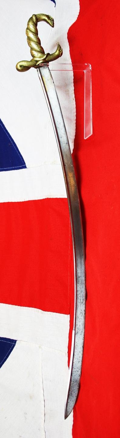 Superb Napoleonic Wars, British Officer's Sabre With Captured French 'Trophy' Mamluk Consular Guard Officer's Damascus Blade, With An Ancient Egyptian Serpent Goddess Hilt. For an Officer Who Served in The Nile Campaign — image 2