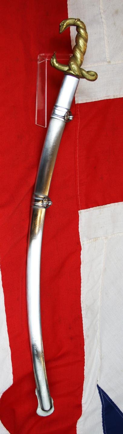 Superb Napoleonic Wars, British Officer's Sabre With Captured French 'Trophy' Mamluk Consular Guard Officer's Damascus Blade, With An Ancient Egyptian Serpent Goddess Hilt. For an Officer Who Served in The Nile Campaign — image 5