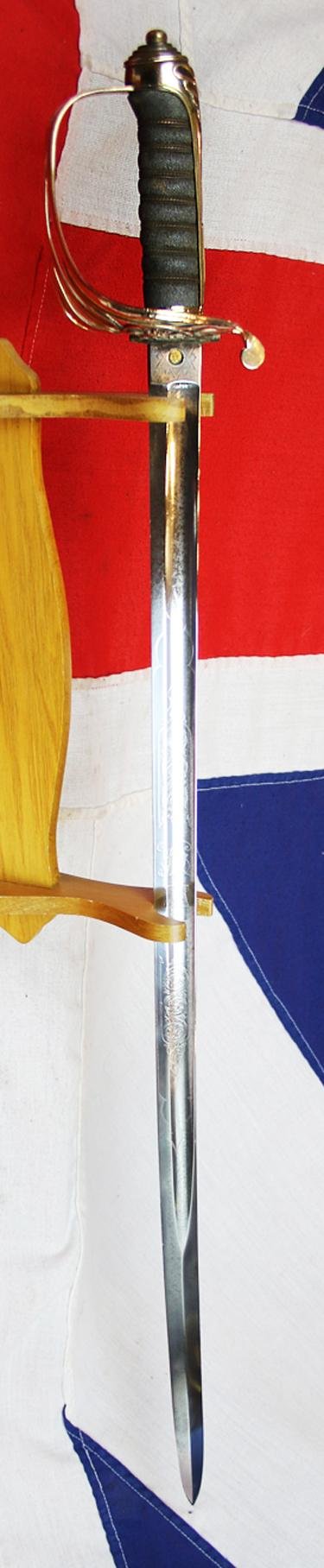 Superb Zulu War Period Original 1845 Pattern Victorian Wilkinson Infantry Officer's Deluxe Grade Sword. Traditional Gothic Style VR Cypher Pierced Half Basket Hilt With Queen Victoria's Cypher. Exactly As Worn By Lt Bromhead Made by Contractor Robert Mole — image 6